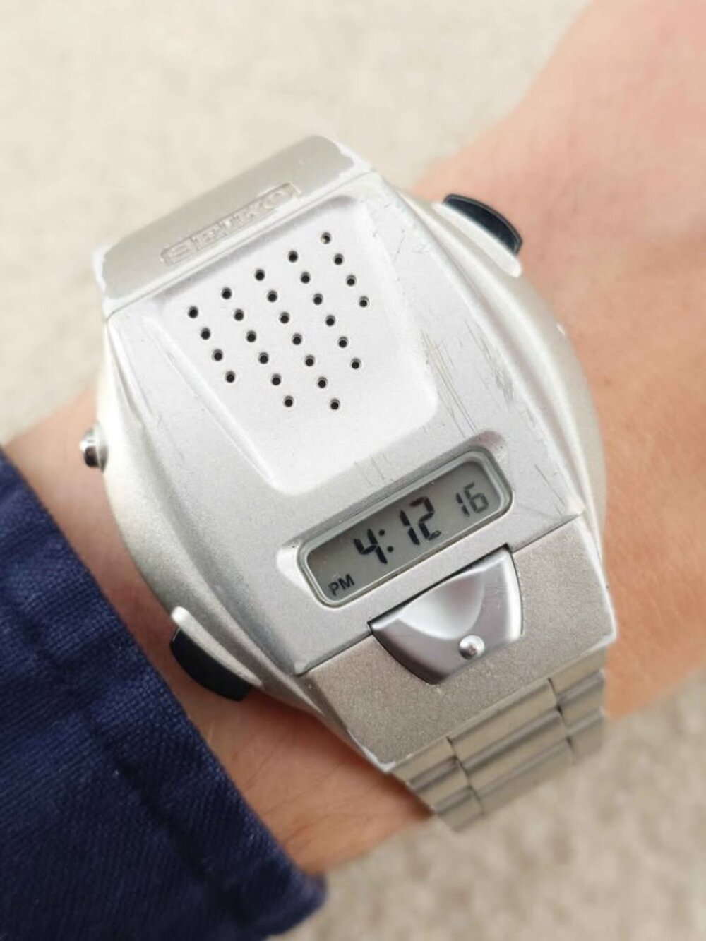 Seiko Men’s Watch Talking Voice A860-4001 Vintage Digital Alarm Chrono 40mm